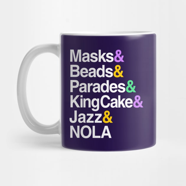 Marti Gras Helvetica (Masks, Beads, Parades, King Cake, NOLA) by Boots